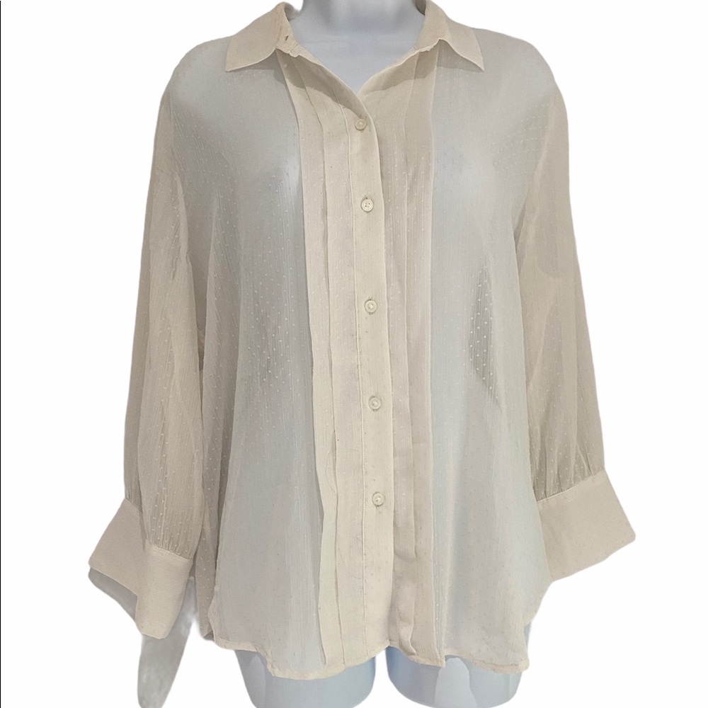 Banana Republic Cream Polka Dot Blouse, L, Excellent Condition